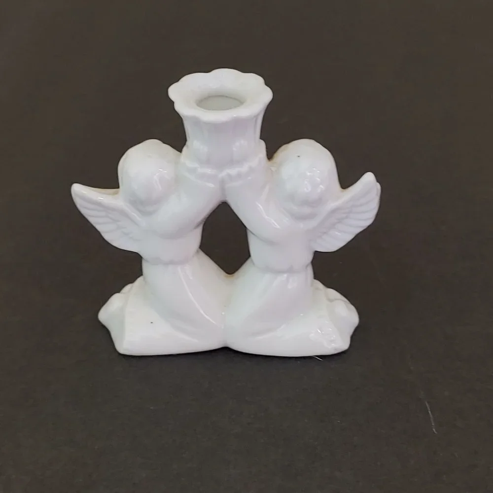 Vintage Victorian Cherub Angel Candle Holder‎ Ceramic Shabby Chic Cottage Core